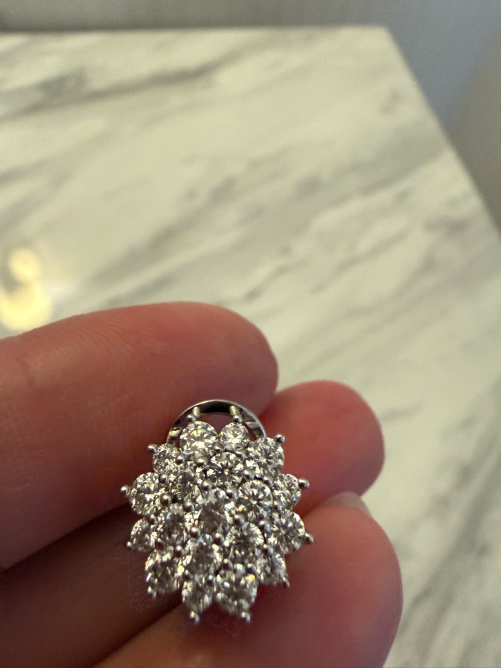 Silver Clustered Crystal Flower Stud Earrings - Picture 4 of 8
